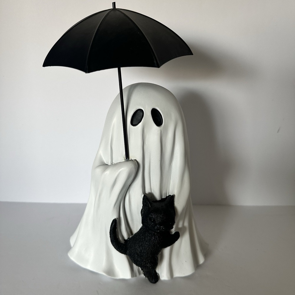 Goblin & Ghoul Ghost Black Cat Figurine Umbrella Halloween Decor Shelf Statue
